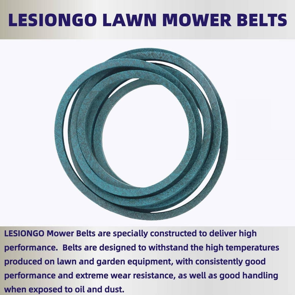 Teal lawn mower drive belt, coiled loop with inner running edges