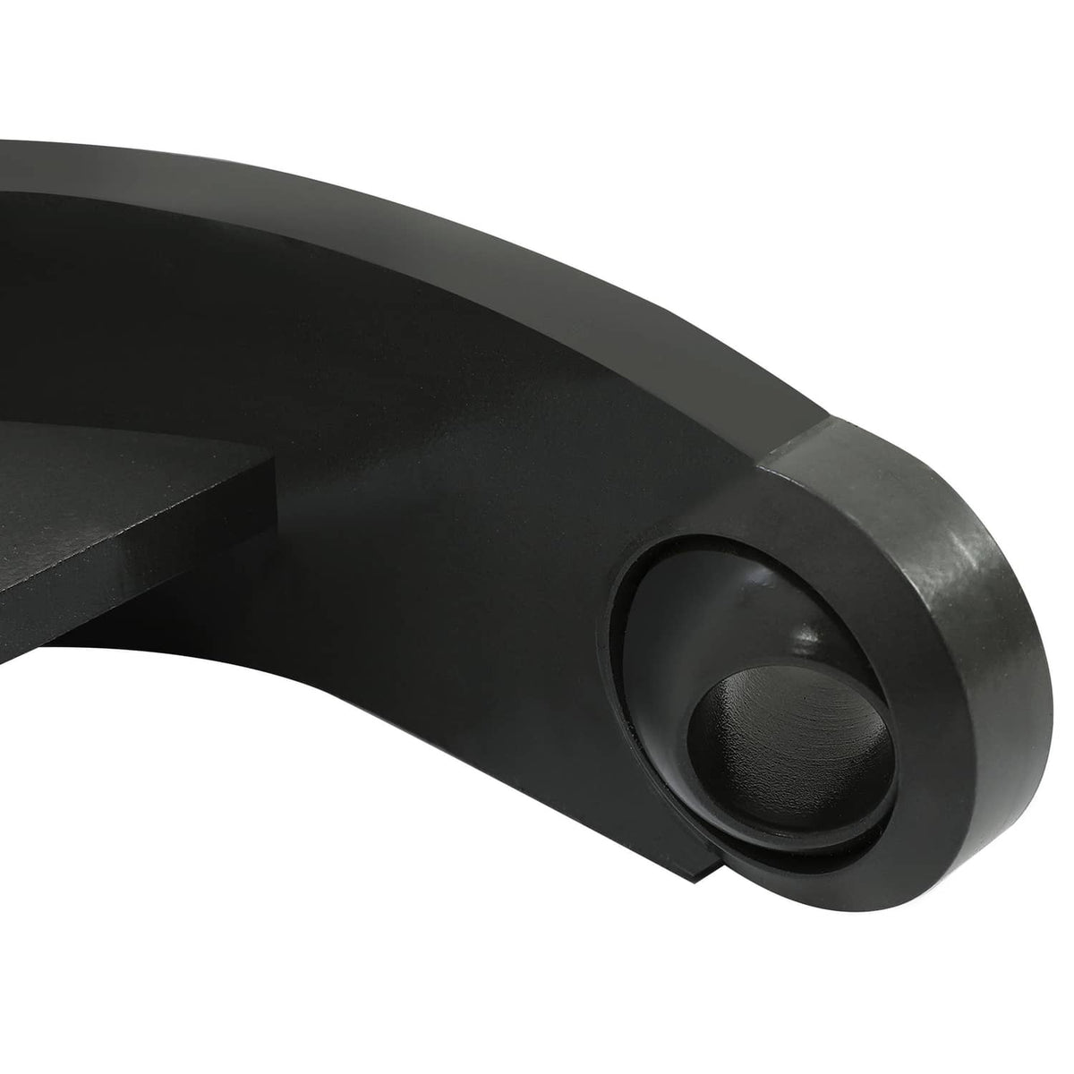 Black 3-point hitch arm end with round pivot bushing and protective collar