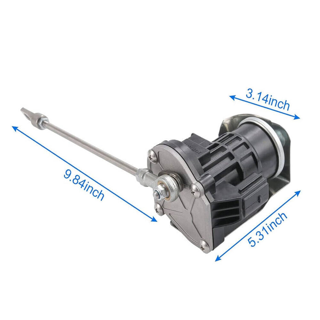 Wastegate control valve solenoid with silver housing and extended metal linkage rod