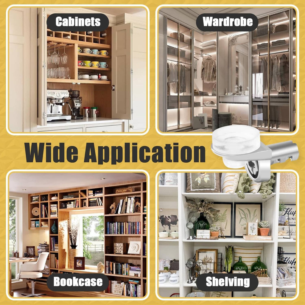 Metal shelf pegs with white silicone suction cups for cabinets and wardrobe shelving