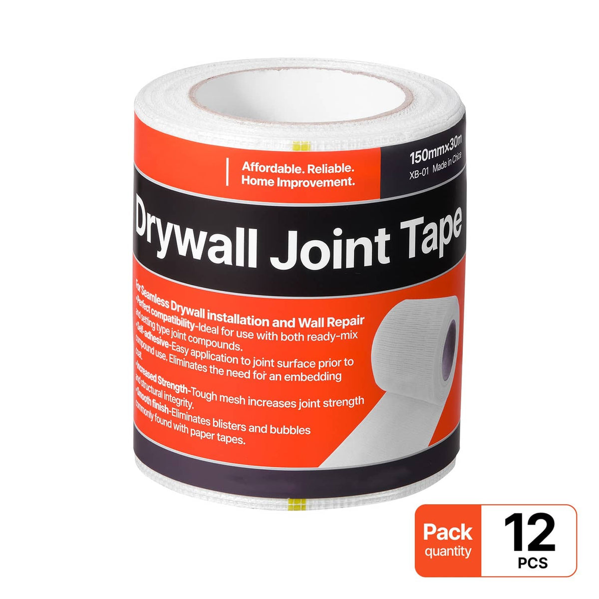 12-pack white fiberglass wall repair tape rolls, self-stick joint tape on spools