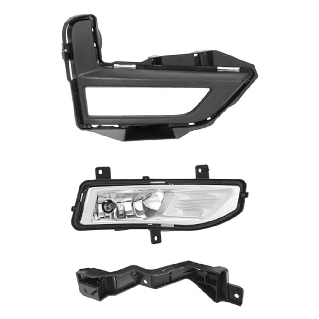 Fog light bezel and lamp housing assembly with mounting brackets and clear lens