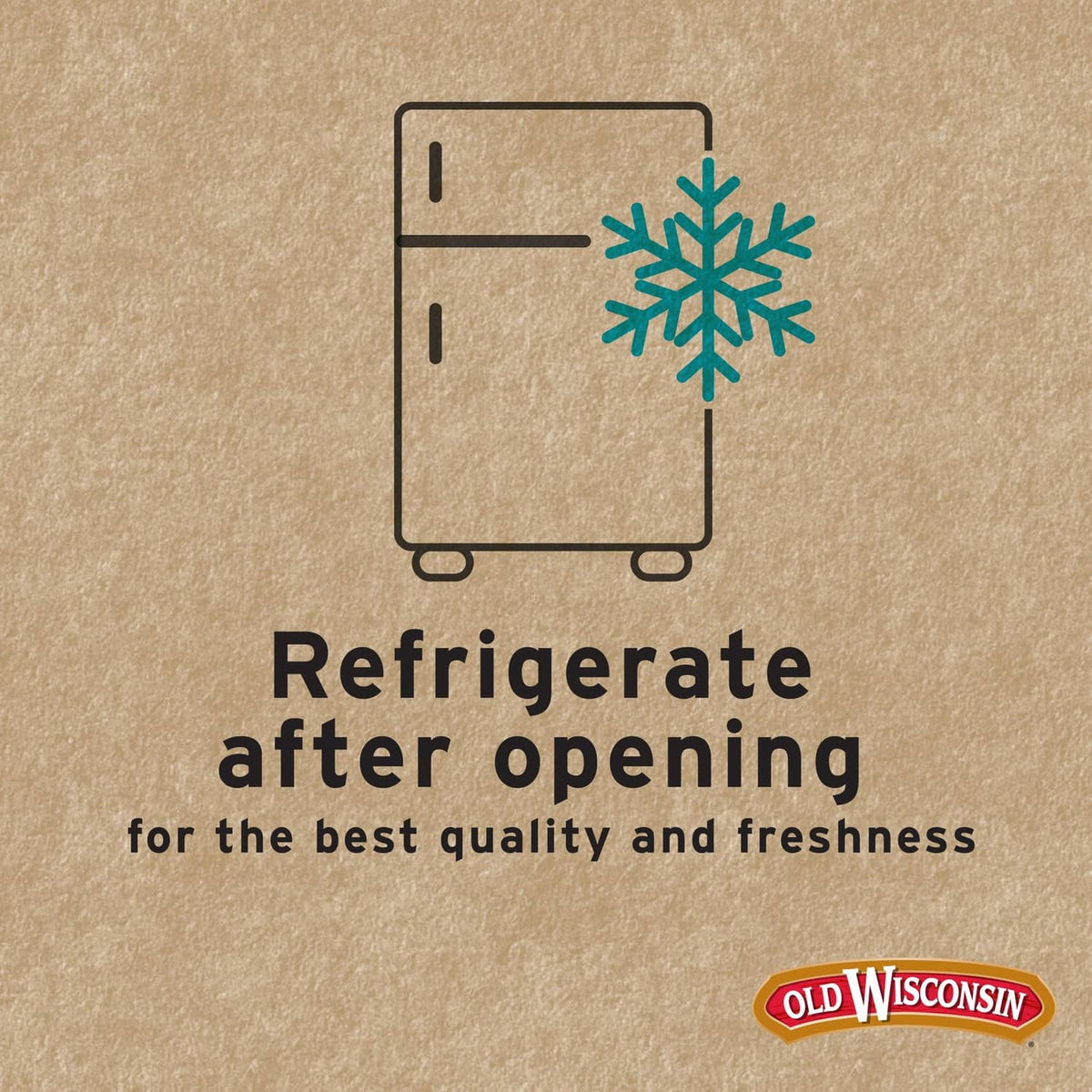 Refrigerate after opening label for Old Wisconsin beef sausage sticks