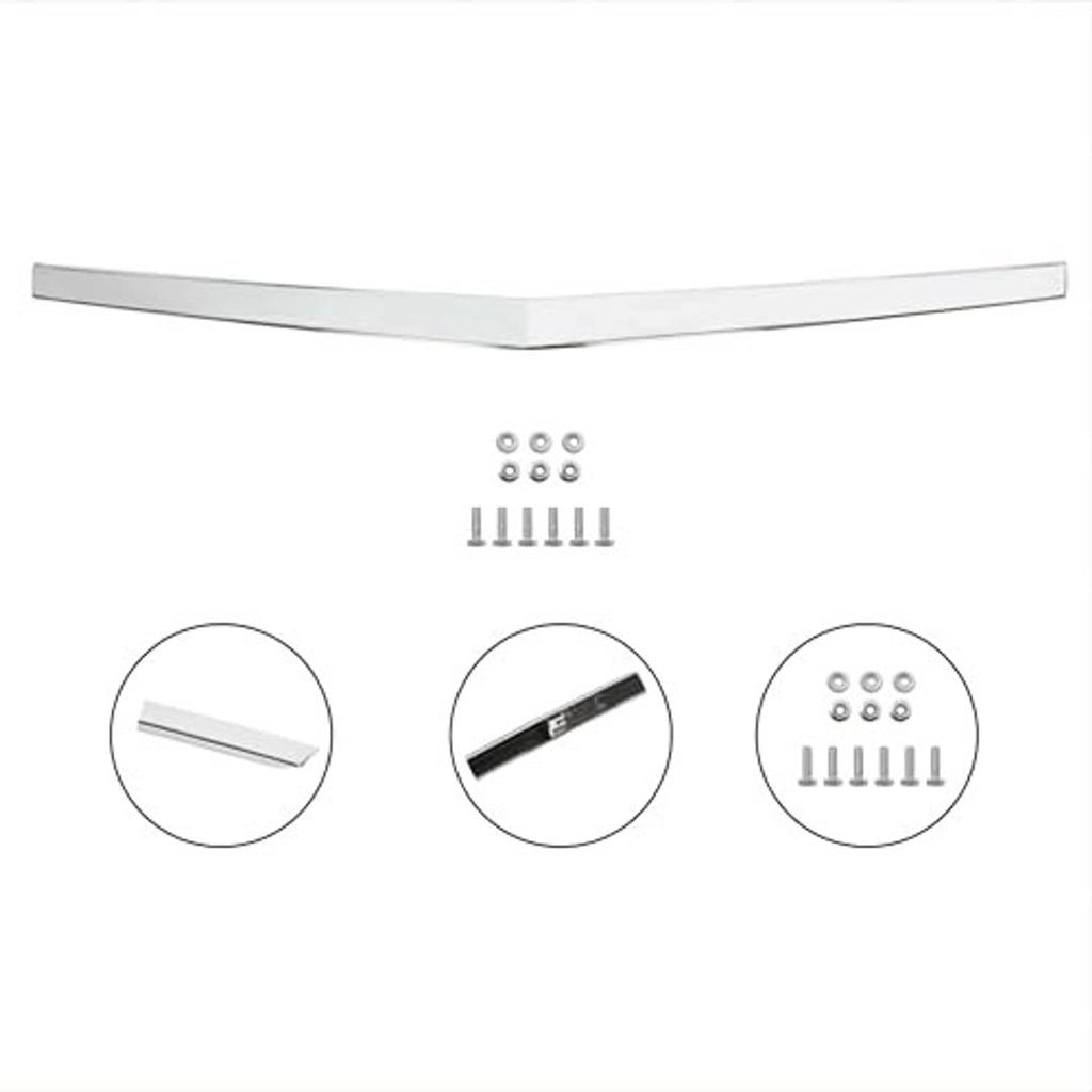 Hood upper molding trim kit: silver strip plus mounting hardware
