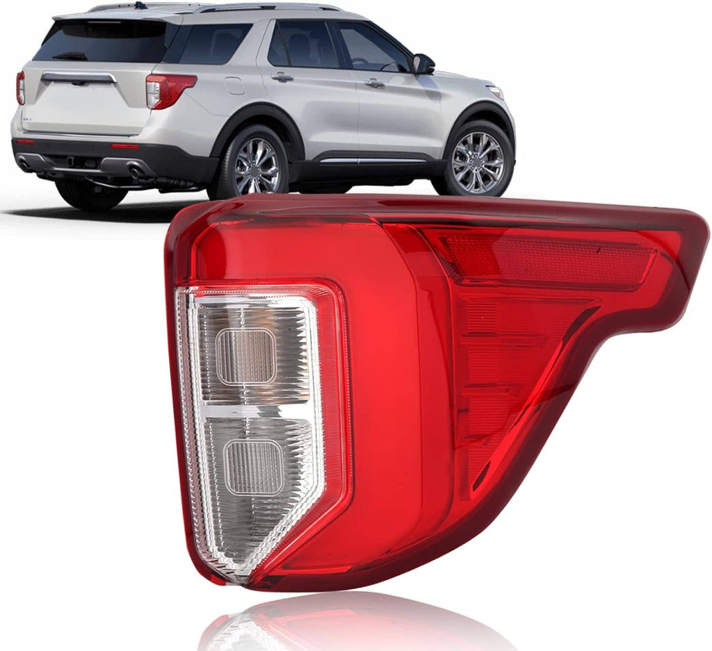 Right rear LED tail light exterior with clear vertical element and red body