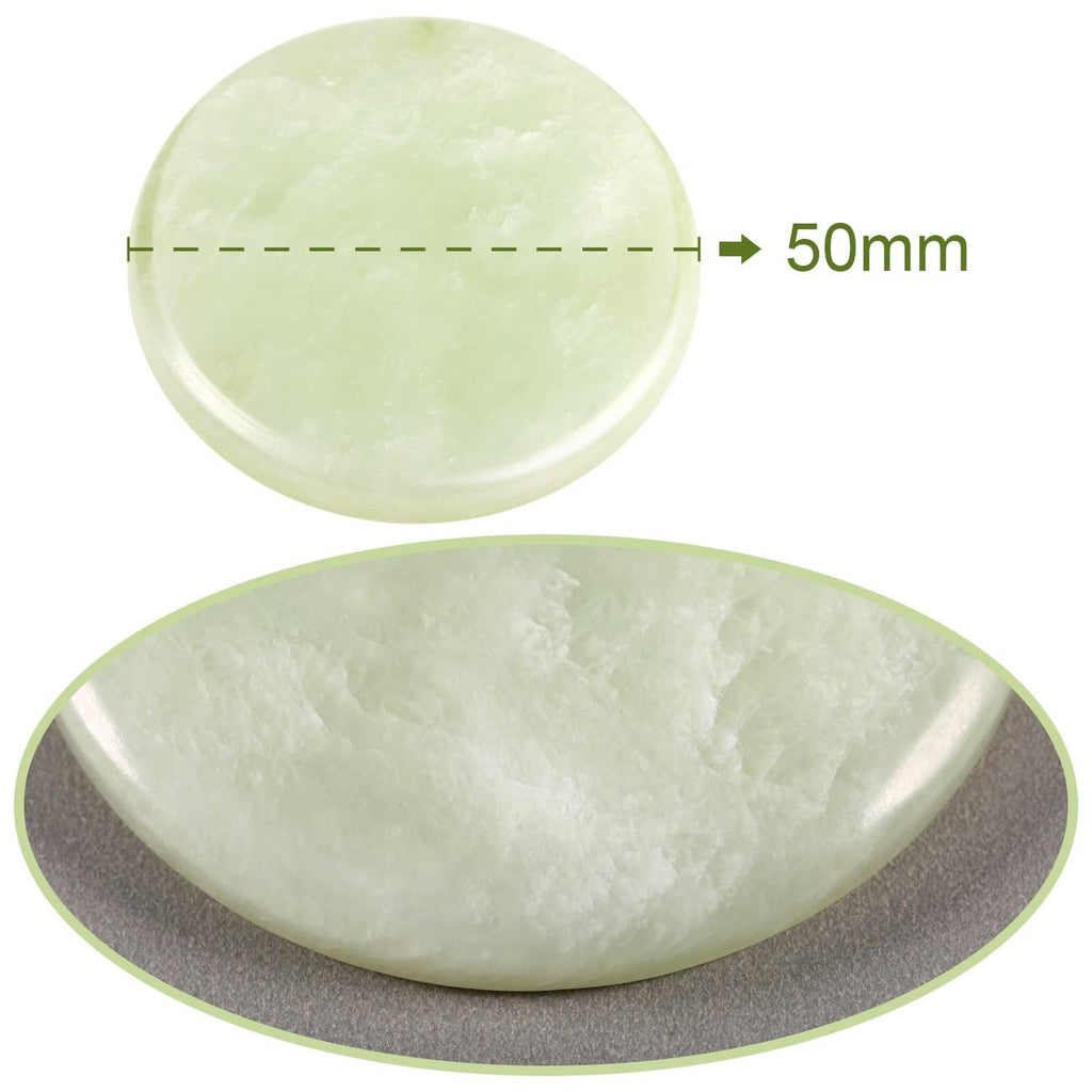 Round light green jade stone for eyelash glue, about 50mm diameter