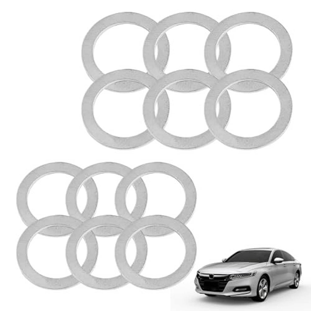 12-piece silver metal crush washer set for transmission drain plug, flat circular rings