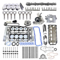 Engine rebuild kit parts set with gaskets, valves, cam components, and bolts