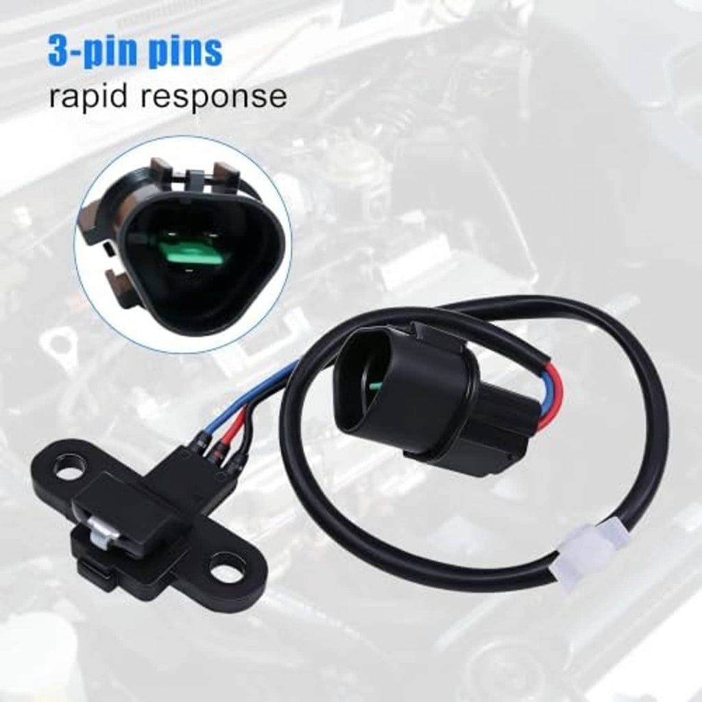 Crankshaft position sensor with black connector plug and 3-pin wiring harness