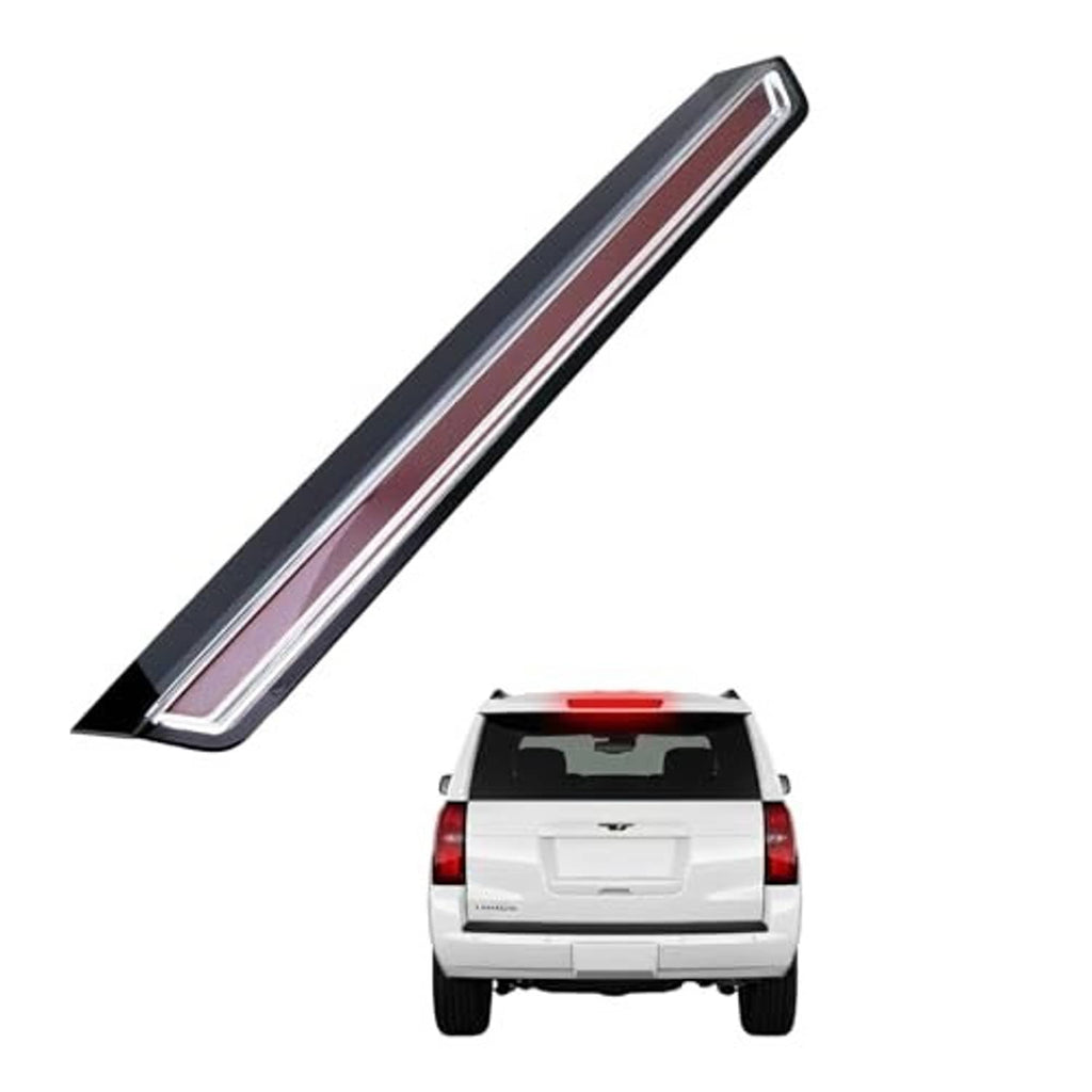 LED third brake light assembly, diagonal view, black frame with red lens strip
