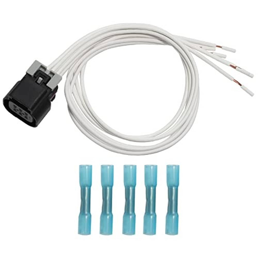 Throttle body connector pigtail harness bundle with black connector and blue terminal ends
