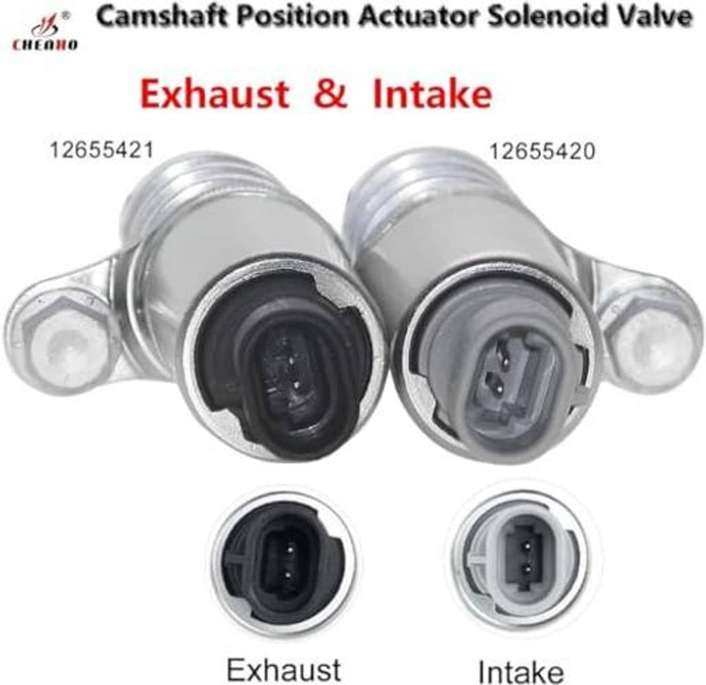 Exhaust and intake camshaft position actuator solenoid valve, two silver metal units