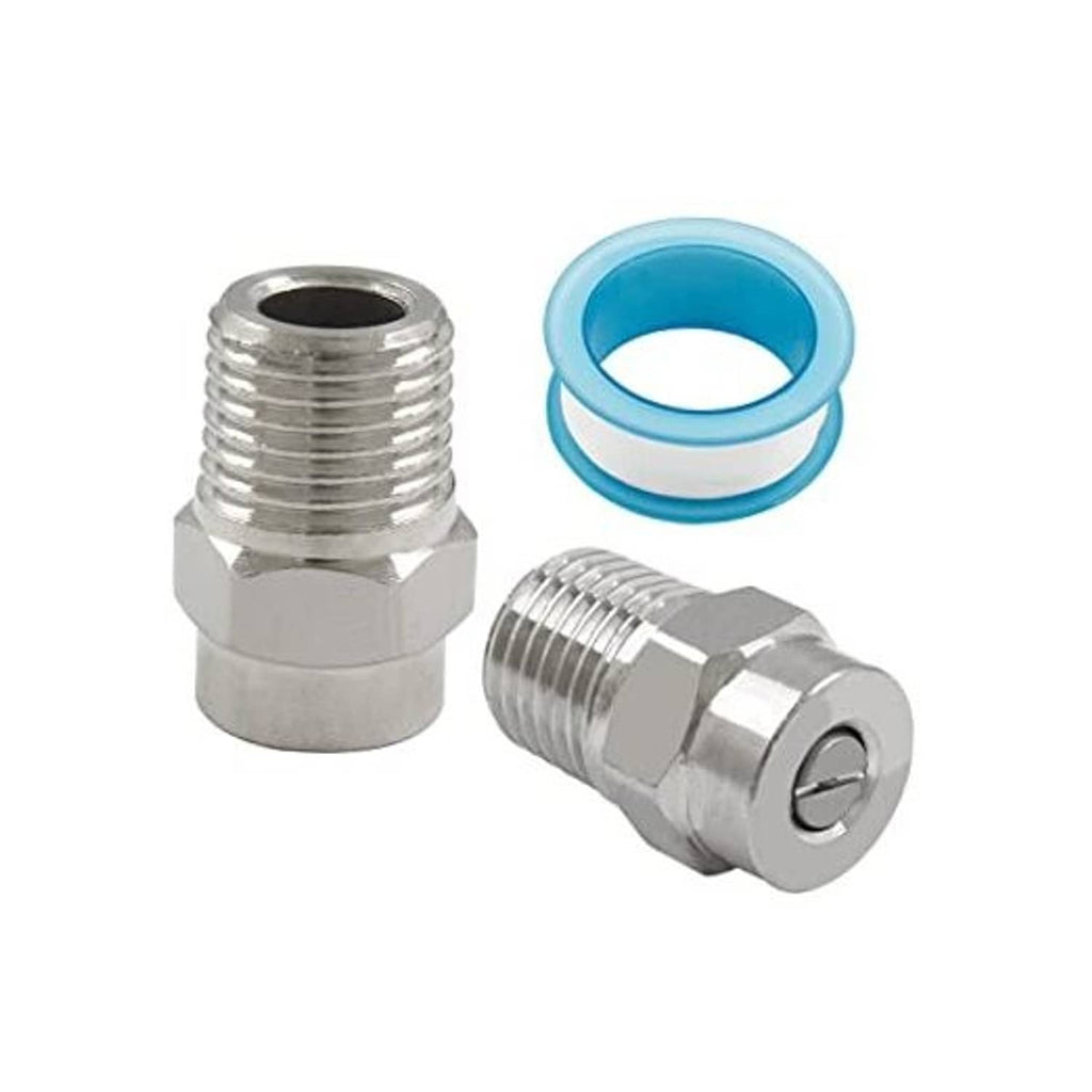 Stainless steel surface cleaner spray tips with blue gasket rings, 2-pack