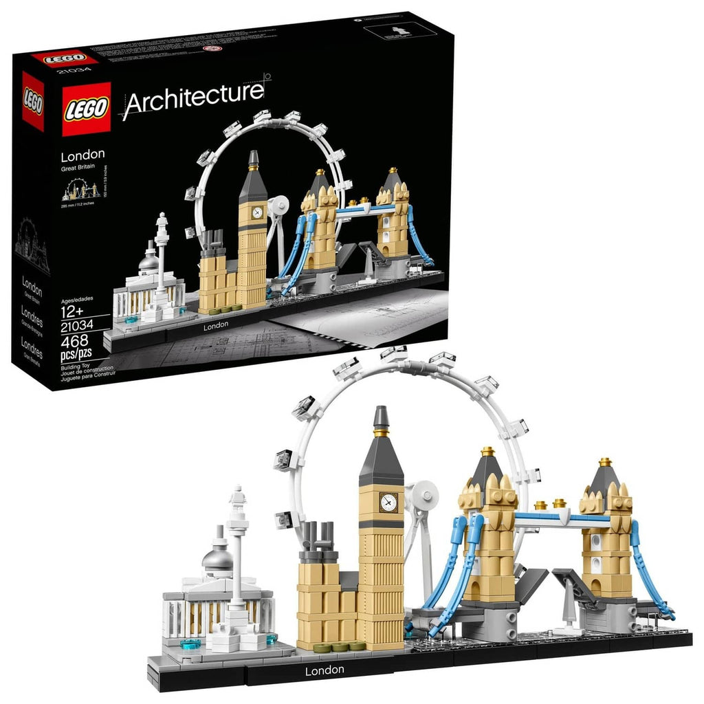 LEGO Architecture London skyline building set with multicolor towers and curved arch rails