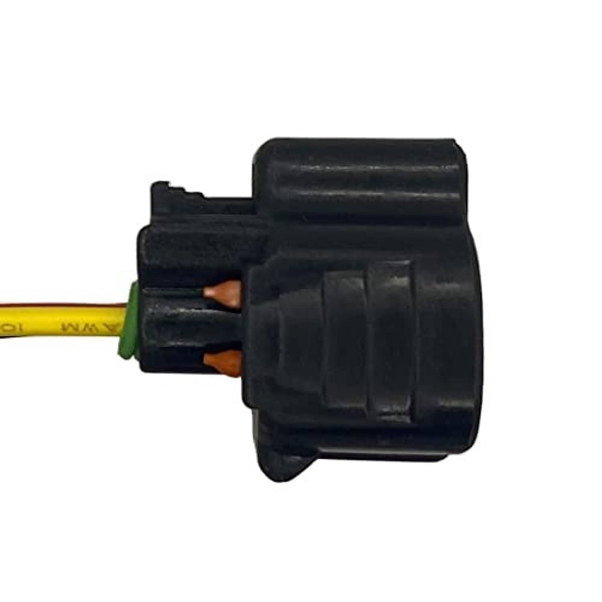 Camshaft position sensor connector wiring harness with black housing and visible wire leads