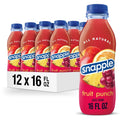 Snapple fruit punch juice drink bottle, 16 fl oz, blue cap; front label