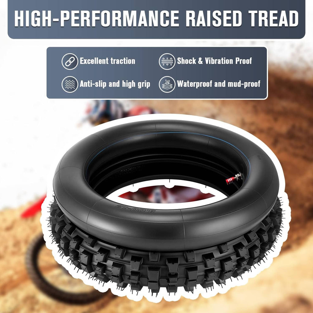 RivetOak 80/100-12 3.00-12 Back Rear Tire and Inner Tube,80/100-12 tire tube