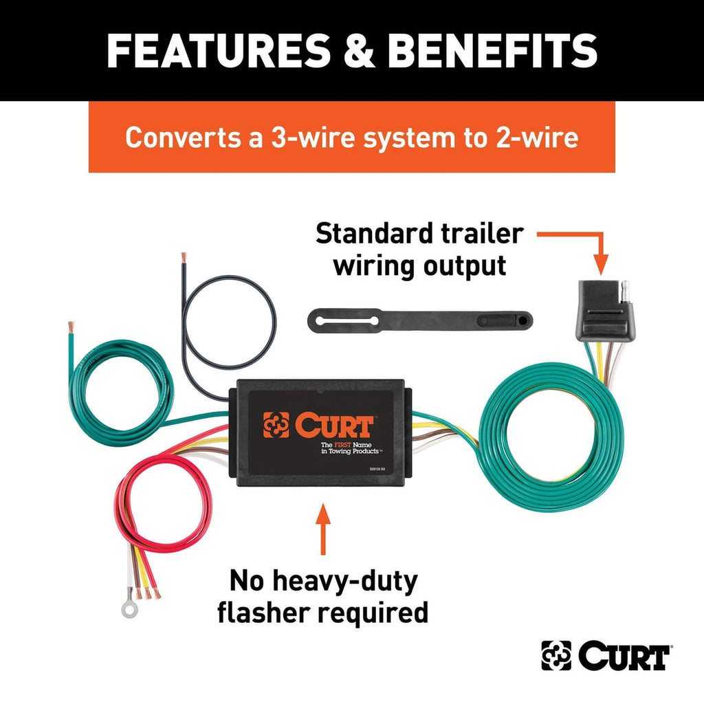 3-to-2 converter module with wiring leads and small flat mounting rod
