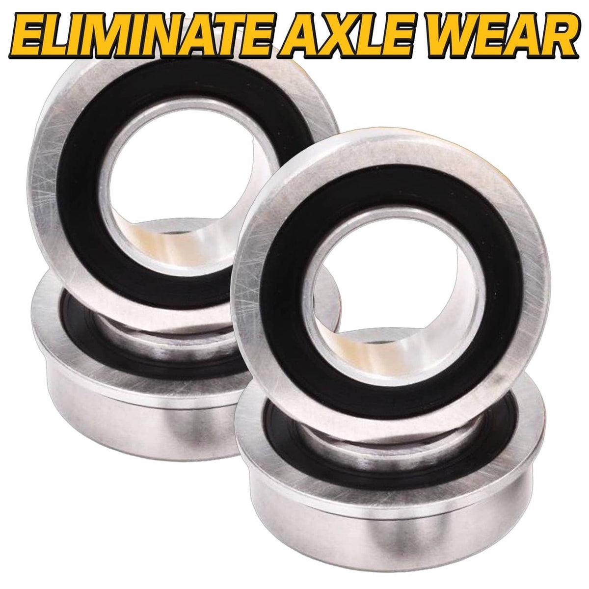 Set of metal sealed wheel bearings with black rubber sealing rings