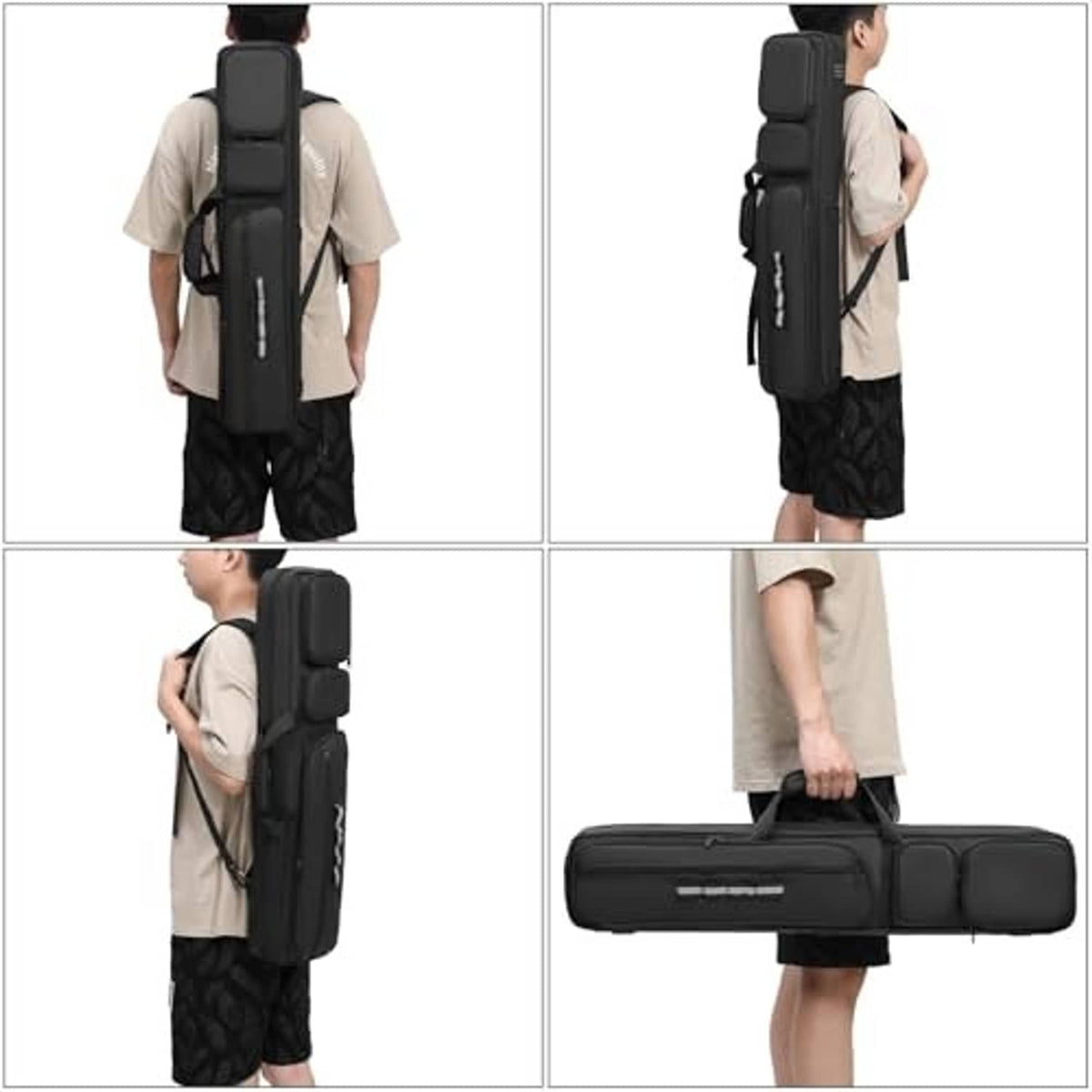 Black pool cue case worn as a backpack with padded back panel and straps