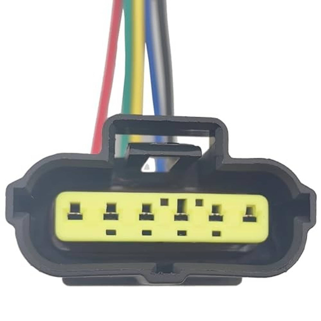 Accelerator pedal sensor wiring harness connector with yellow housing and pin array