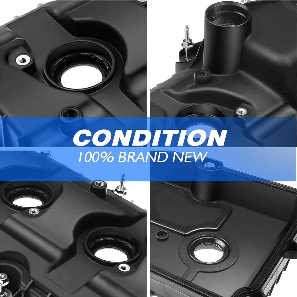 Close-up of black valve cover with round opening and gasket sealing area