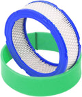 Lawn mower air filter replacement with pre-cleaner, white mesh and blue rim on green base