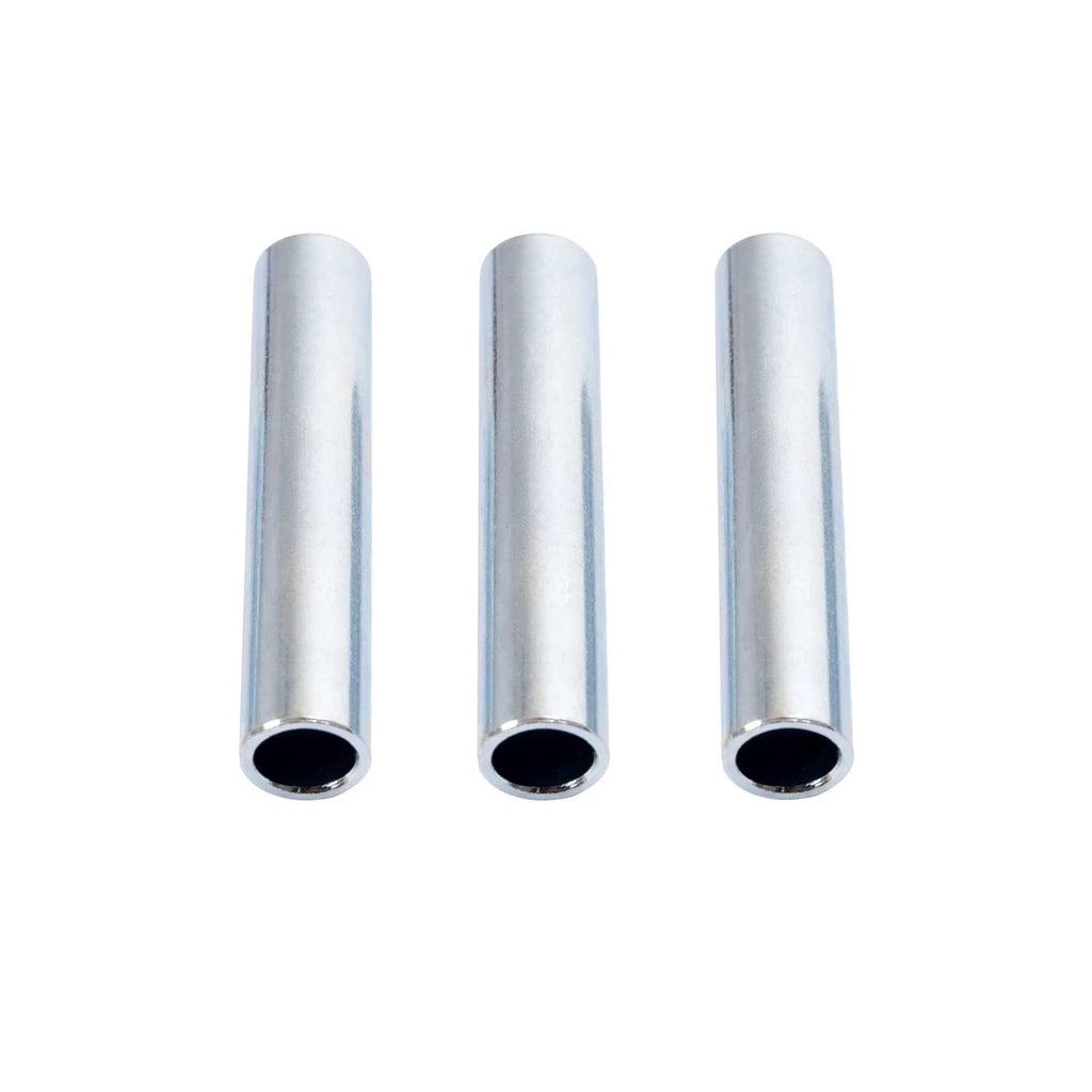 Silver metal sleeves with hollow centers for rear leaf spring bushing installation