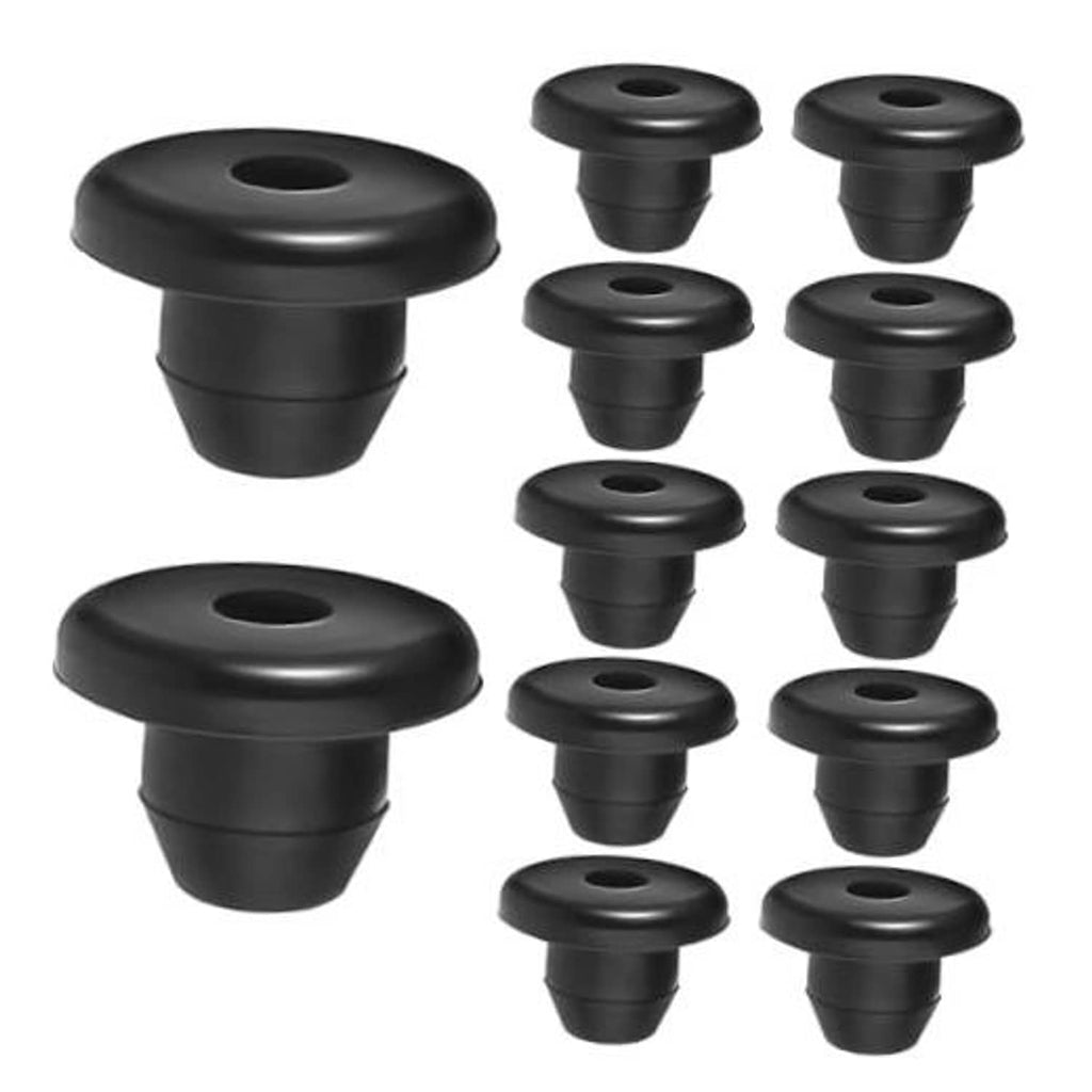 Black rubber hydraulic jack oil plugs, flat-head, 12-pack floor jack stoppers