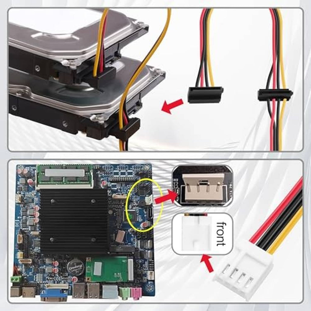 Floppy drive to SATA power adapter cable with 4-pin and SATA connector plugs