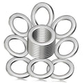 Oil drain plug gasket washers set, 8 silver metal rings with center threaded insert