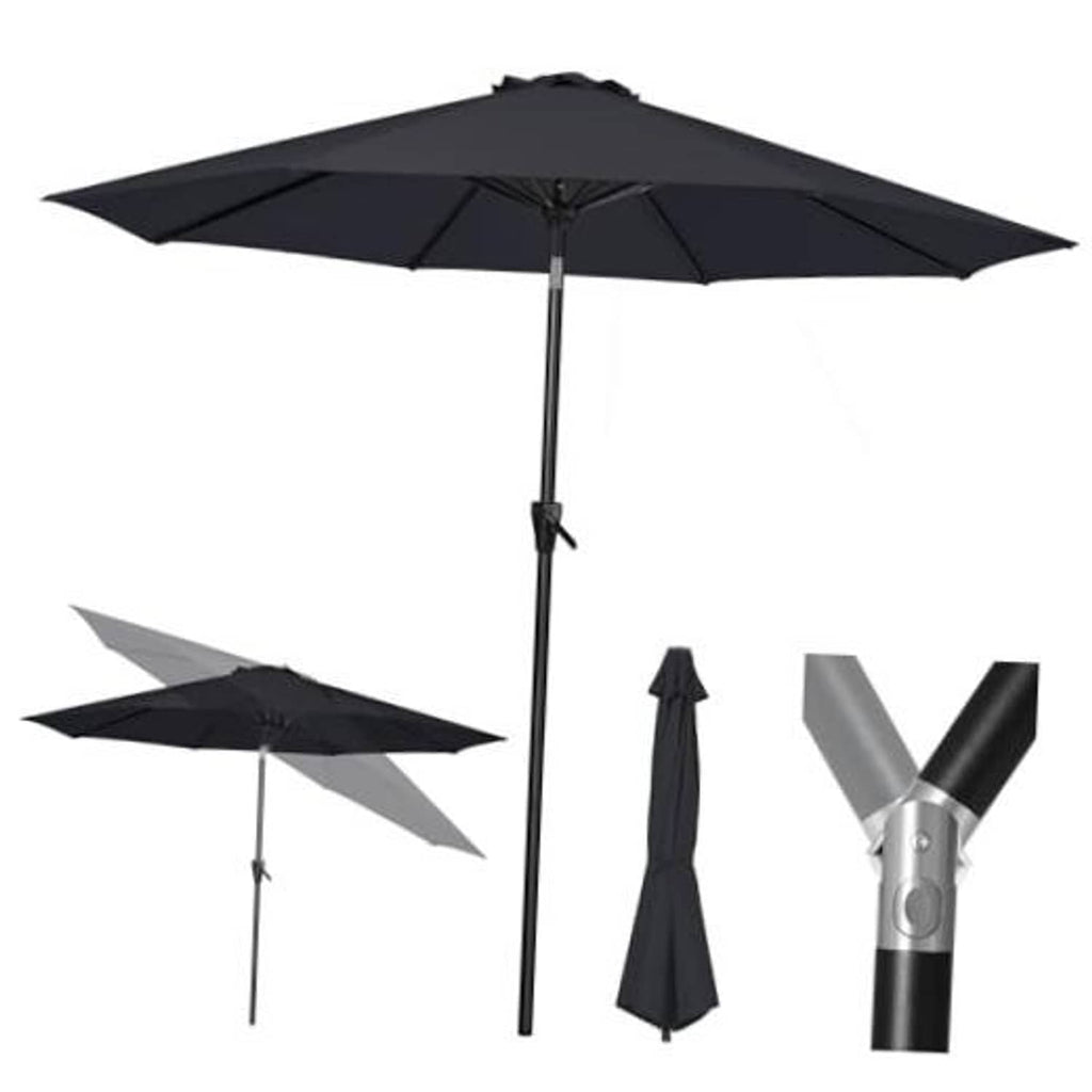 7.5 ft outdoor table umbrella with space grey canopy and push-button tilt pole