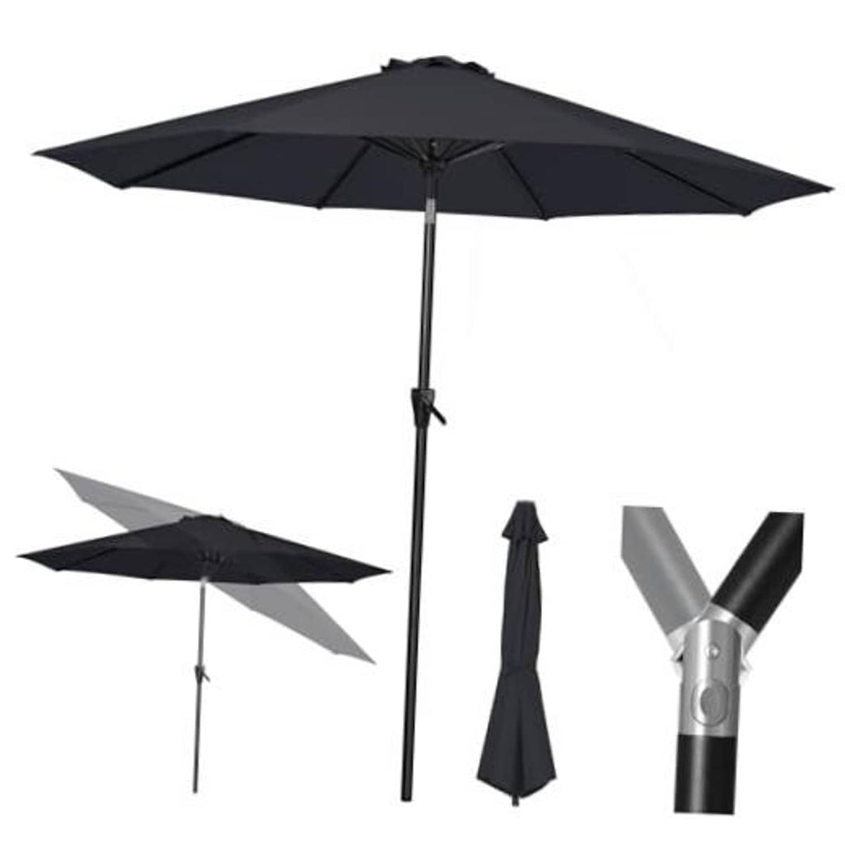 7.5 ft outdoor table umbrella with space grey canopy and push-button tilt pole