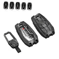 Black key fob case cover with keychain ring, open front showing key fob insert