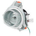 Draft inducer motor assembly with vented aluminum blower wheel, gray housing, wire leads