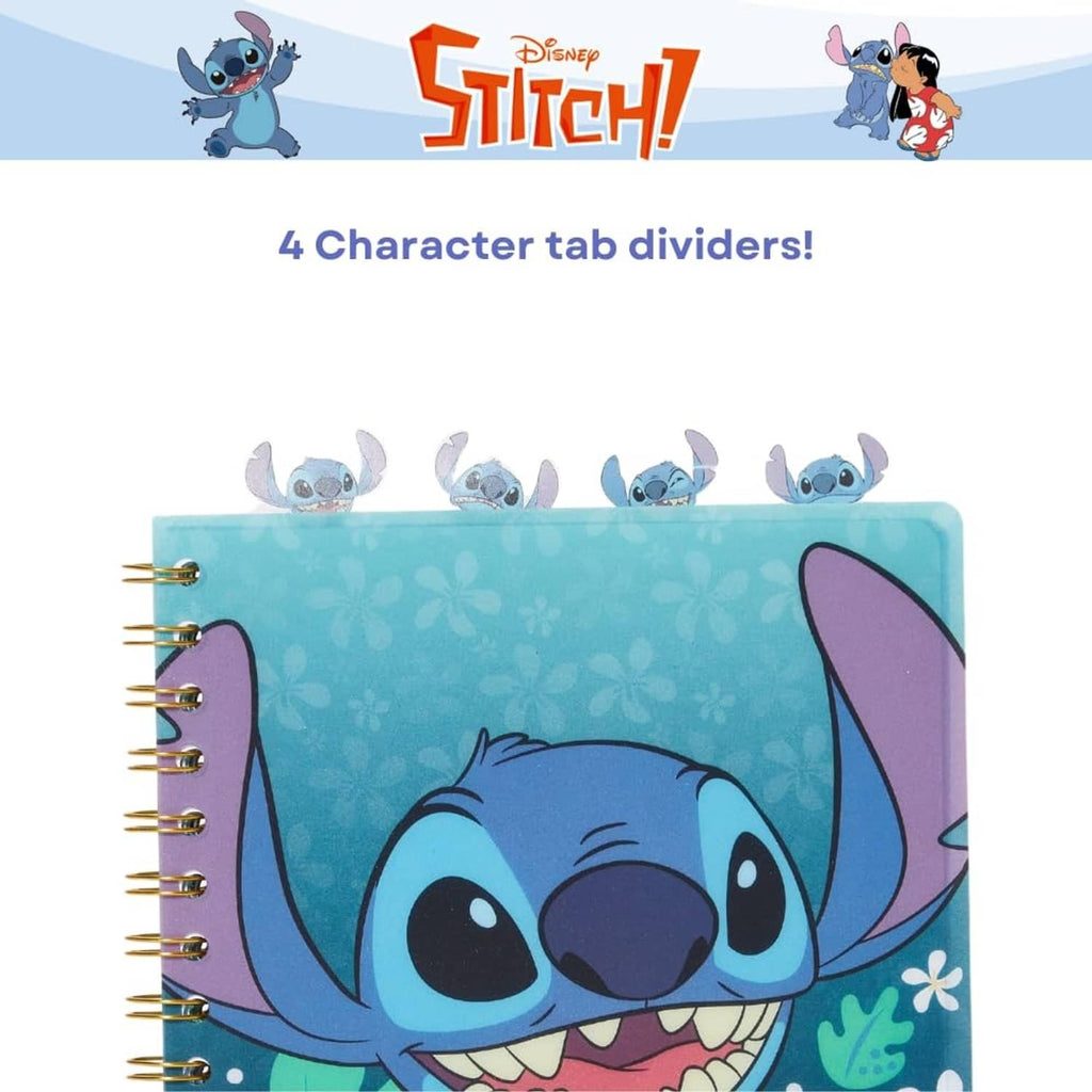 Lilo & Stitch character tab divider notebook; blue cover with Stitch illustration