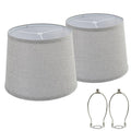 Gray fabric drum lamp shades, set of 2, with metal socket clips on top