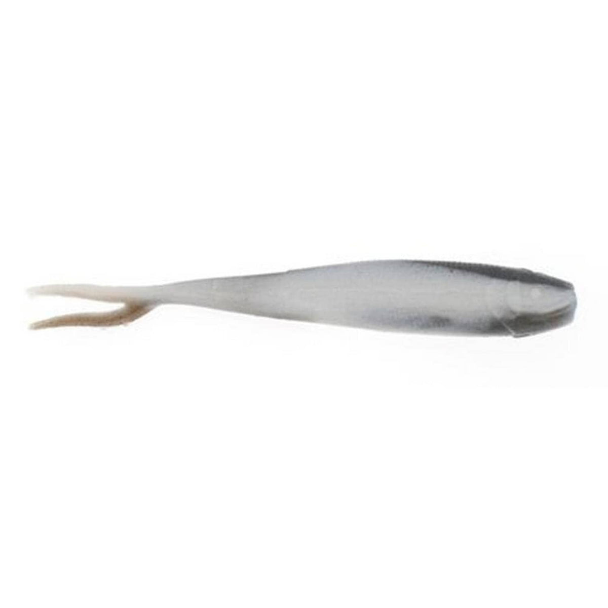 Gray minnow-style fishing bait lure, lifelike profile, 4 inch