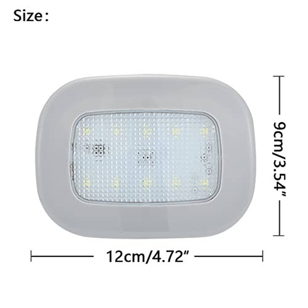 Gray rectangular LED light unit with clear window, compact size 12cm