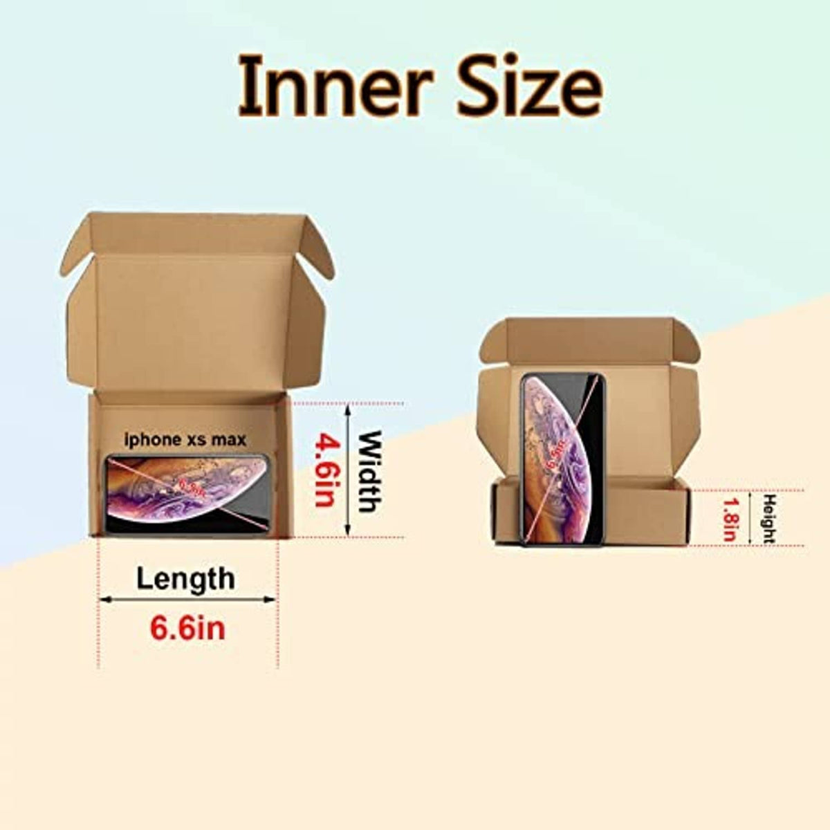 Open small corrugated shipping box showing inner space with a phone inside
