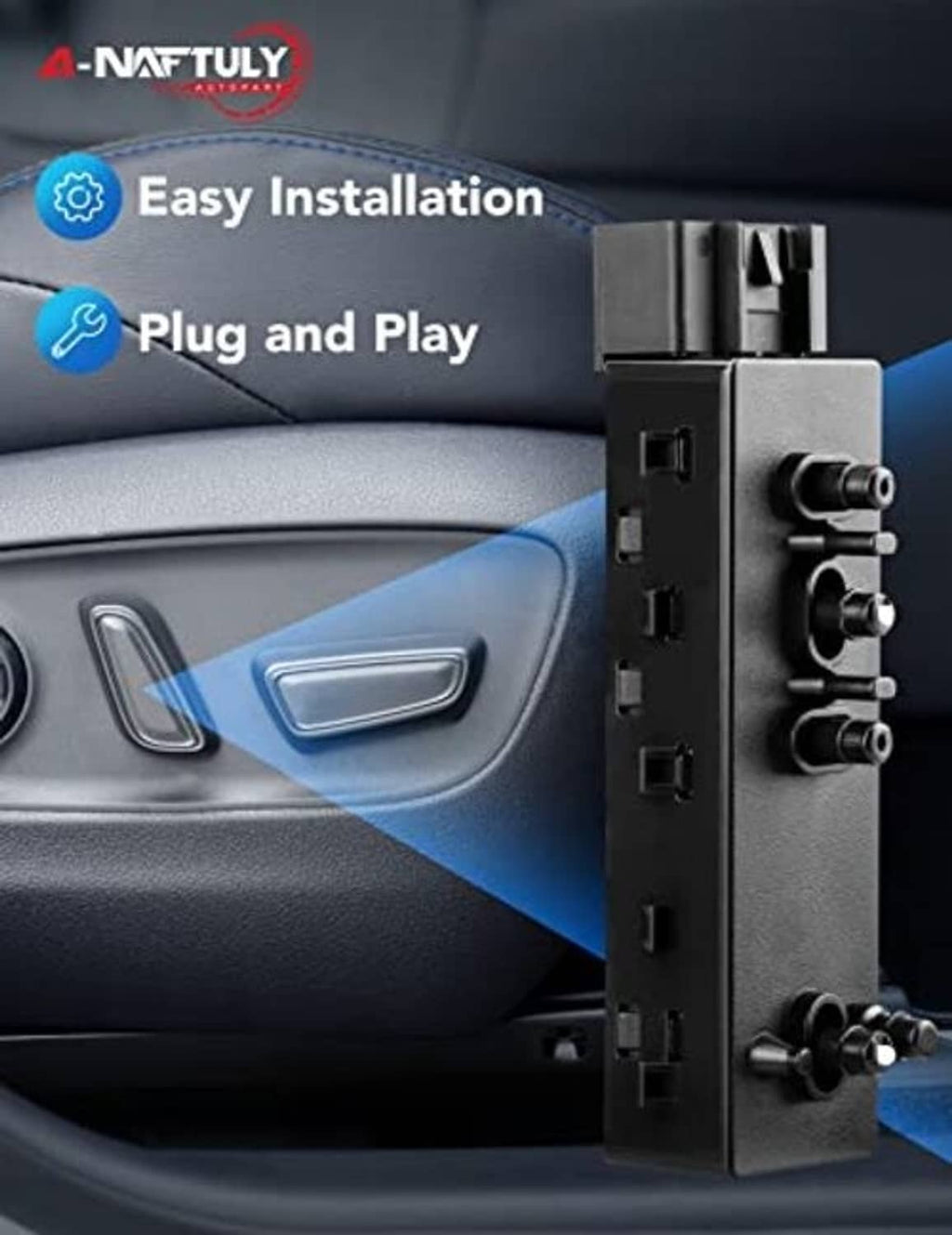 Power seat switch module with plug-and-play connectors for car seat controls