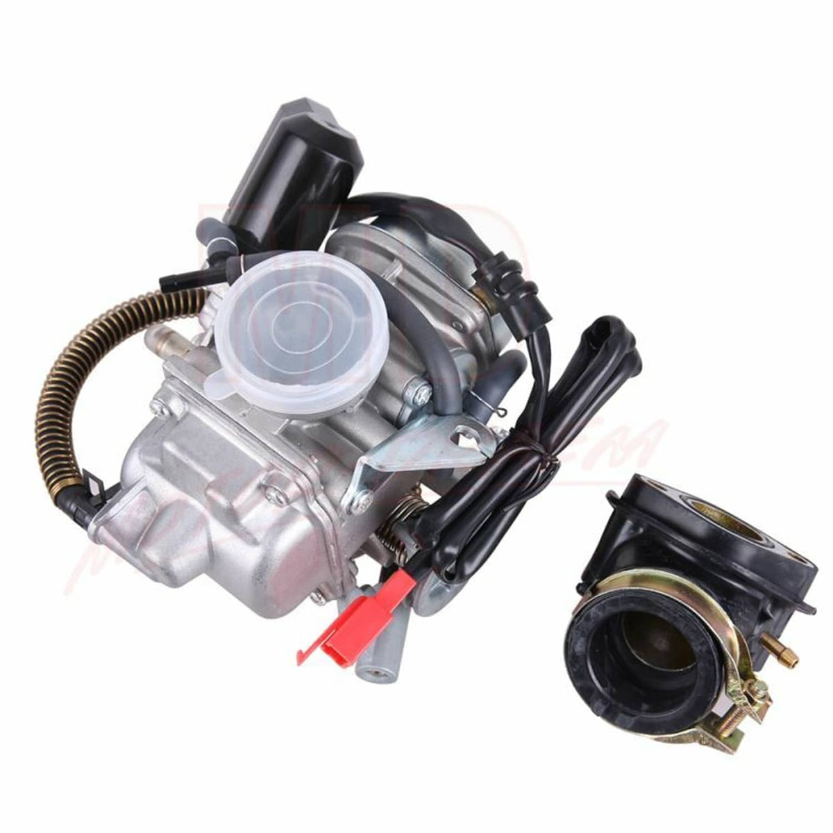 Carburetor with intake manifold, air hose, and separate intake boot
