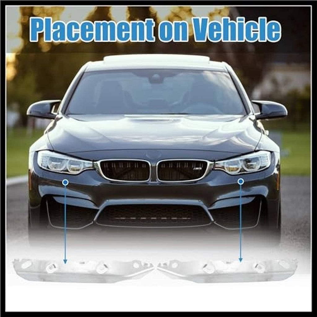 Front bumper mounting support brackets, silver metal, positioned on vehicle front