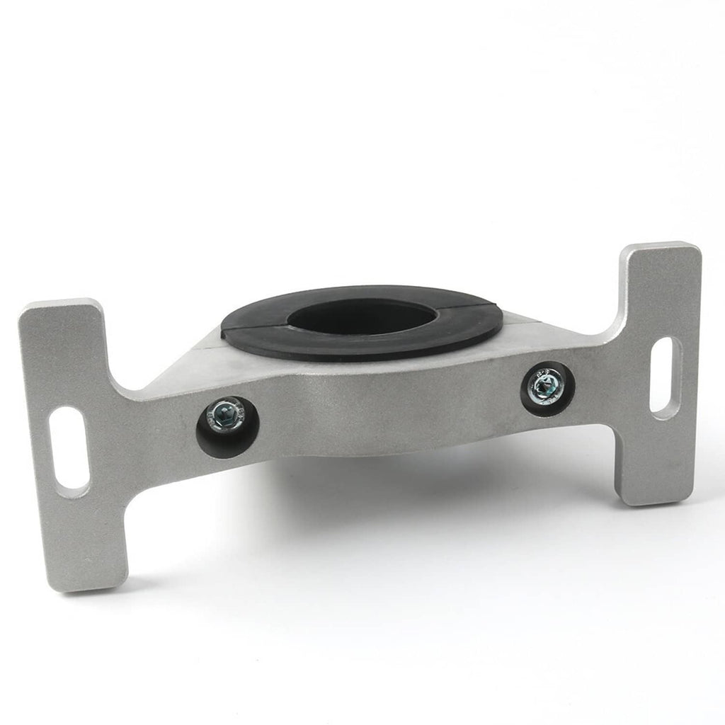 Metal bearing carrier bracket with rubber bushing and four mounting bolts