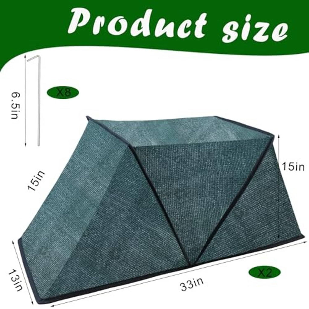 Foldable plant shade tent cover, dark green fabric with black-edged frame
