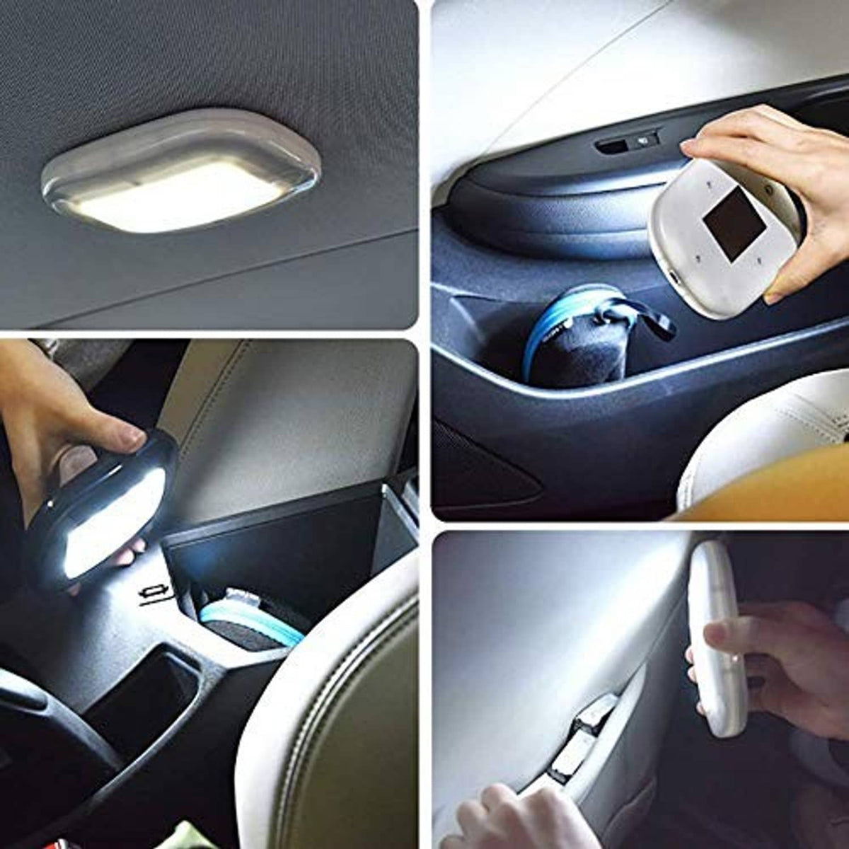 Car dome LED light in ceiling; hand controls the light accessory