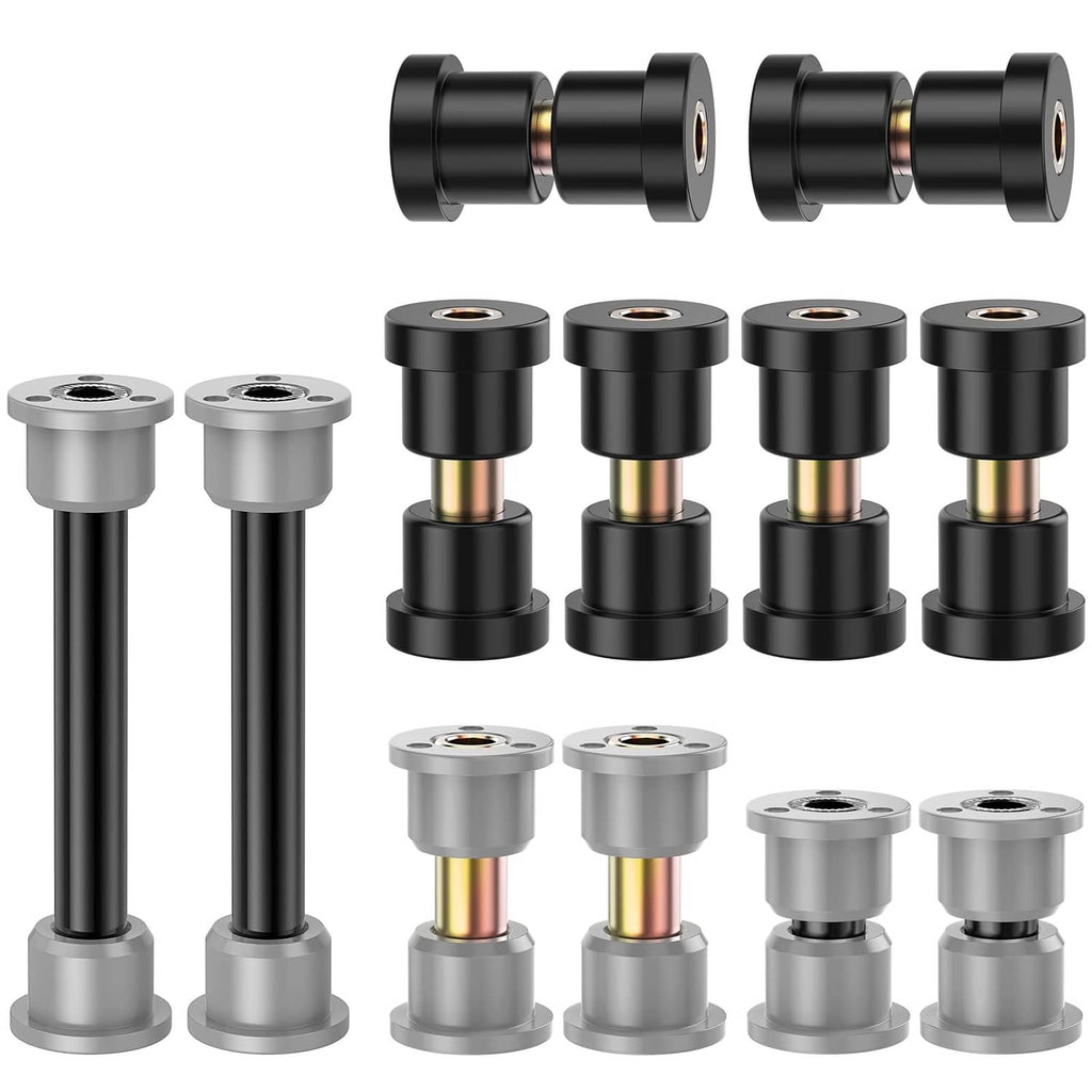 Club Car Precedent bushing kit: gray and black bushings with metal sleeves, multiple pieces