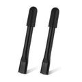 Pair of black wheelchair brake handle extenders with ribbed grips and caps
