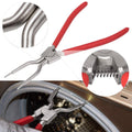 Washing machine spring expansion tool with red handles and silver clamp jaws