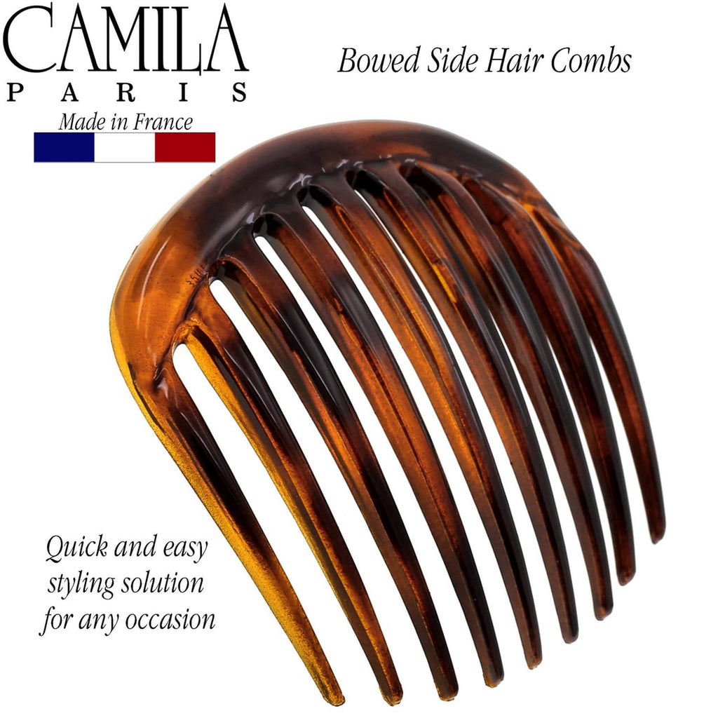 Curved tortoise shell side comb with evenly spaced teeth